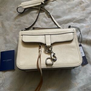 Rebecca Minkoff Cream Crossbody Bag with Metallic Hardware